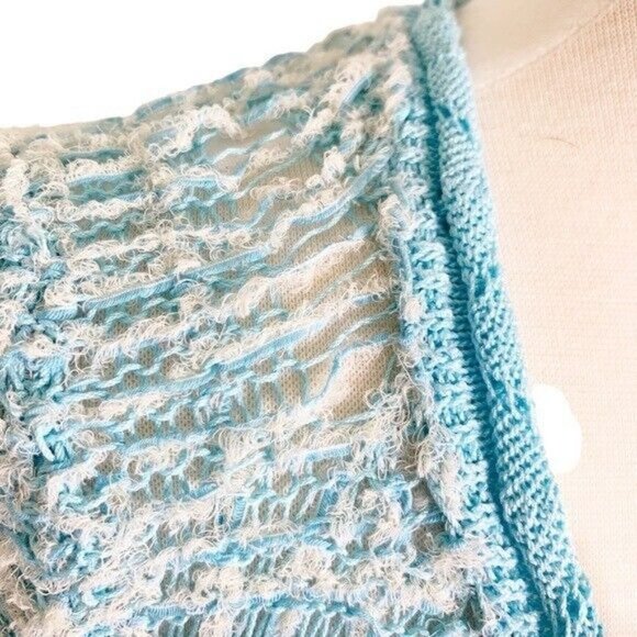 ACNE STUDIOS Blue Textured Cotton Weave Cardigan Blue XS NWT flaw - Picture 9 of 16